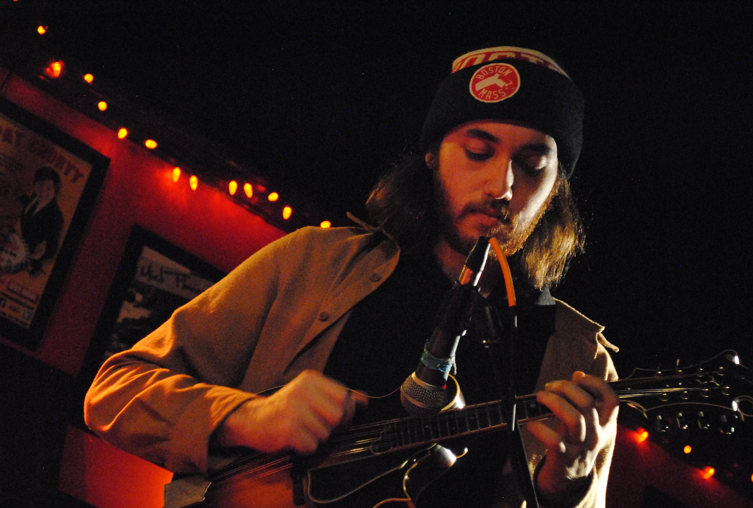 Caleb playing mandolin
